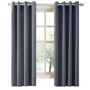 La Palma Gray Thermal Insulated Blackout Darkening Grommet curtains 2 Panels NWT